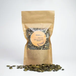 DIDELĖS SŪDYTOS MOLIŪGŲ SĖKLOS – Švelniai Skrudintos (180g)